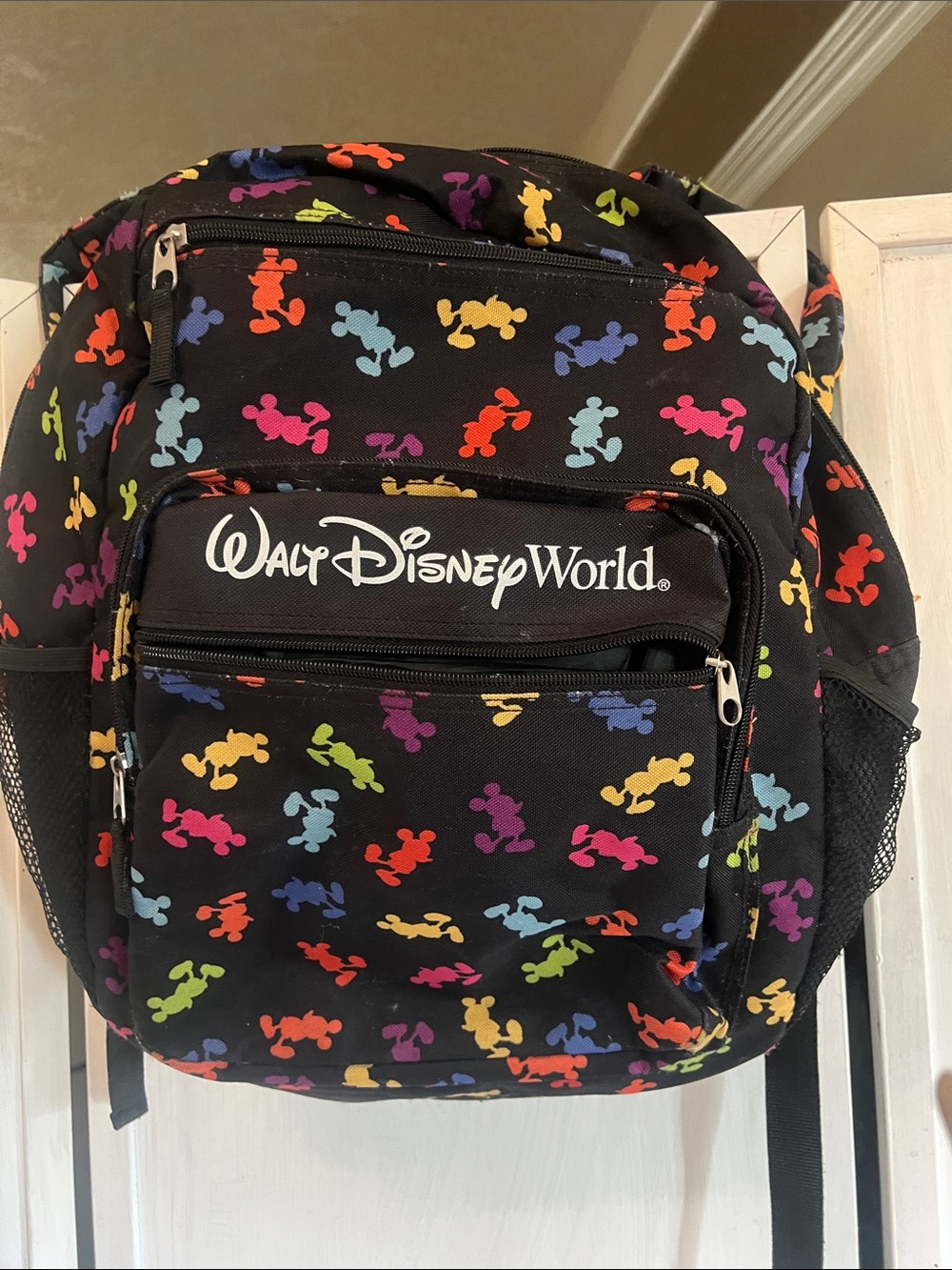 Disney Black Backpack with Rainbow Mickey Silhouettes